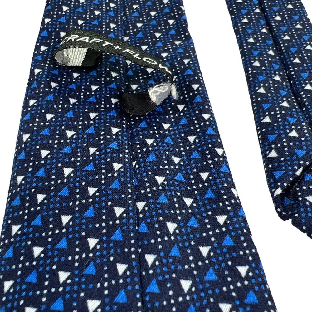 Craft + Flow Boys Kids Geometric Necktie Triangles Blue White 49